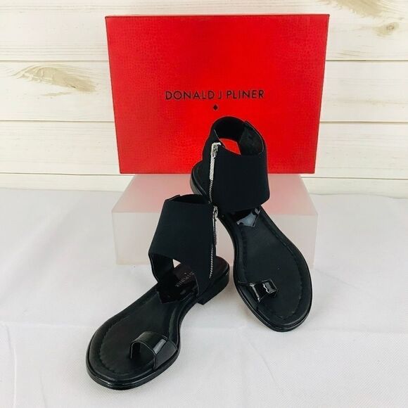 ^NWT Donald J. Pliner Lorel Black Elastic Sandals - Picture 1 of 6